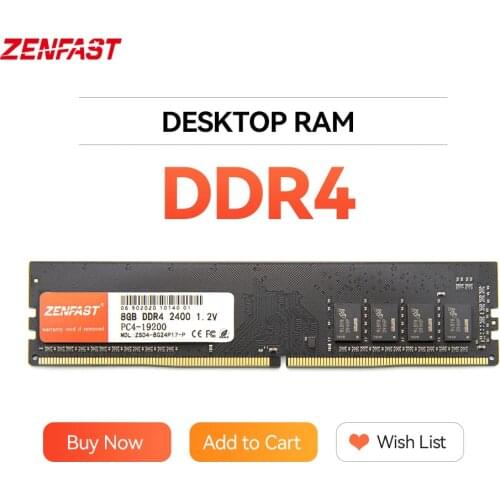 ZENFAST DDR3 DDR4 Desktop 4gb 8GB 16GB 32GB Memory 1333 1600 2133 2400 2666MHz Memoria Ram Dimm 288-Pin 1.2V Memória Ram