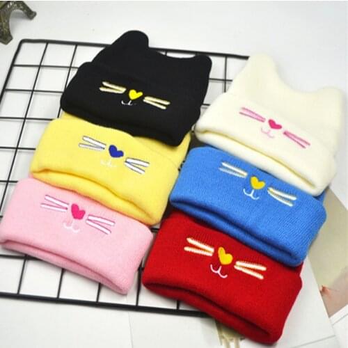 Autumn and winter baby hat explosions cute cat beard baby cuffed hooded cap childrens warm knitted wool hat baby earmuffs gift
