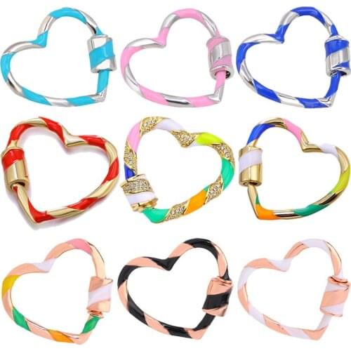 Colour Heart Pendant Necklace For DIY Jewelry Making Accessories New Bracelet Connector Trendy Hanging Chain Lock Hook Hand Make