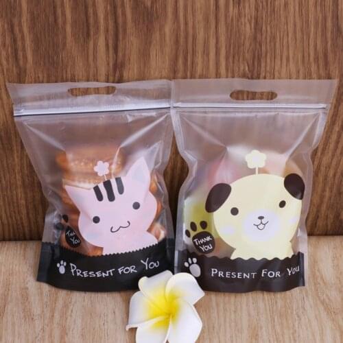 50Pcs Cute Bear Print Ziplock Cookies Candy Packaging Gift Bag Storage Pouch Cute print pattern cookies bags pattern cookies bag