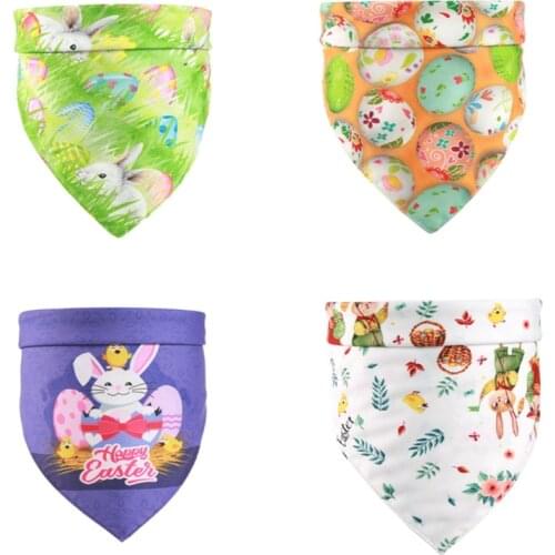Easter Decoration Pet Dog Bandana Colorful Rabbit Bunny Egg Print Triangle Bibs Scarf Towel Dogs Party Dress Up Pet Supplies C42