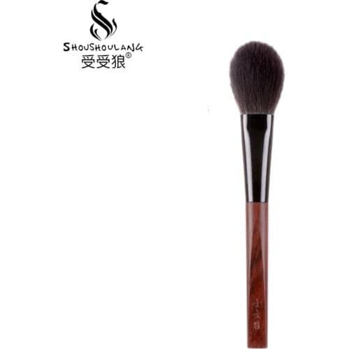Shoushoulang Professional Handmade Make Up Brush Flat Round Blush Brush Soft Blue Squirrel Hair Makeup Brush