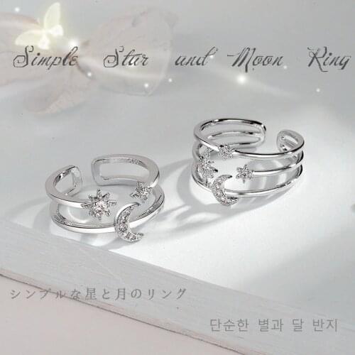 Simplicity Star Crescent Moon Rings For Women Fashion Jewelry Accessories fashion Open Adjustable Ring
