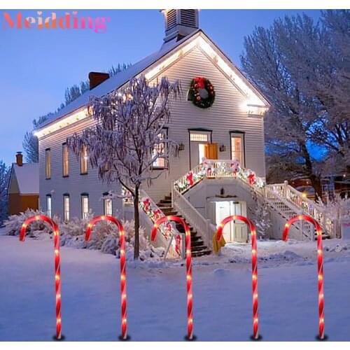 Christmas Candy Cane Lights Christmas Pathway Markers Decorations Xmas Outdoor Light for Walkway Yard Home Holiday Party Decor