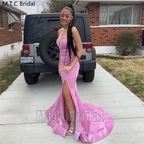 Sexy Lavender Long Mermaid Prom Dresses Side Slit Sweetheart Black Girl Graduation Party Gowns Plus Size Formal Dress Cheap