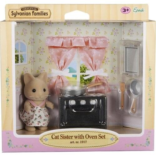 Sylvanian Families Cat Sister With Oven