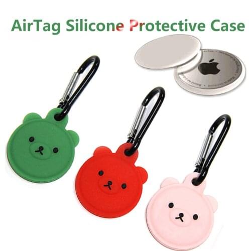 Cute Cartoon Bear Protective Case For AirTags Anti-Scratch Protect Silicone Cover Compatible With Apple Air Tag Locator Device