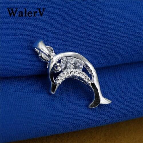 WALERV Hot Sale Jumping Dolphins Rhinestone Creative Pendant Love Souvenir Without Chain Fine Jewelry For Women Making