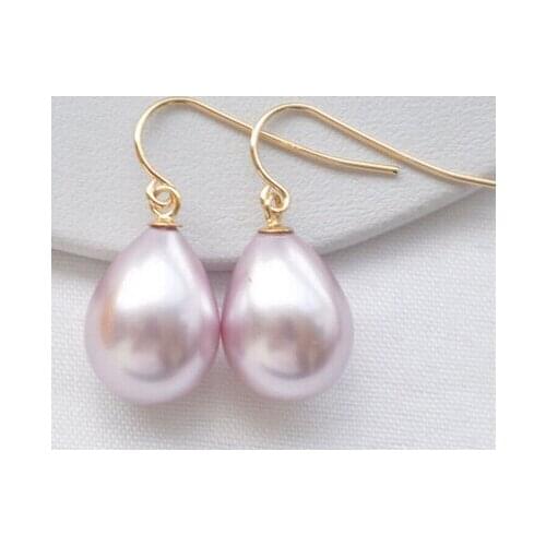Z5187 WOW 16mm purple drip south sea shell pearl earring>Lovely Fine Nobility Ladys Womens Earrings