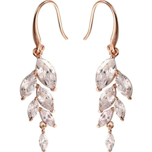 ZOSHI Rose Gold AAA Zircon Dangle Earrings for Women Luxury Wedding Party Jewelry Fashion Long Earrings Statement Earrings