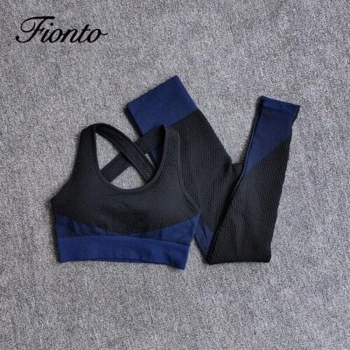 Women Fitness Yoga 2 Pieces Suit Sports Bra with Long Yoga Legging Female Gym Sets Running Suit