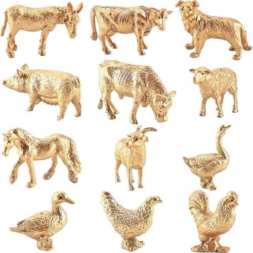 12Pcs Mini Farm Poultry Animals Simulation Pig Duck Hen Goose Horse Cow Dog Goat Bear Role Play Toy Cognize Educational