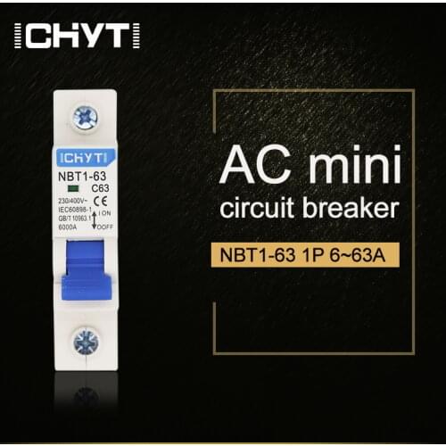 1P AC MCB NBT1-63 C Type 230/400V~ 50HZ/60HZ Mini Circuit Breaker 6A 10A 16A 20A 25A 32A 40A 50A 63A