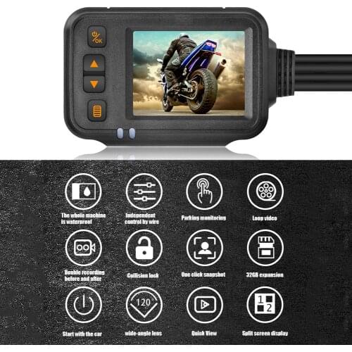 2 inch Waterproof Motorcycle Camera HD 1080P DVR Dash Cam Driving Video Recorder Dual Channel DVR System night Parking Monitor