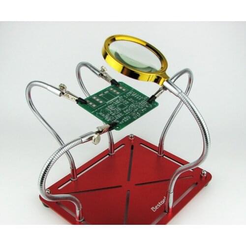 2 in 1 Helping Hands Soldering Aid Tool Third Pana Hand Movable PCB Board Holder 4 Metal Flexible Arm Alligator Clip