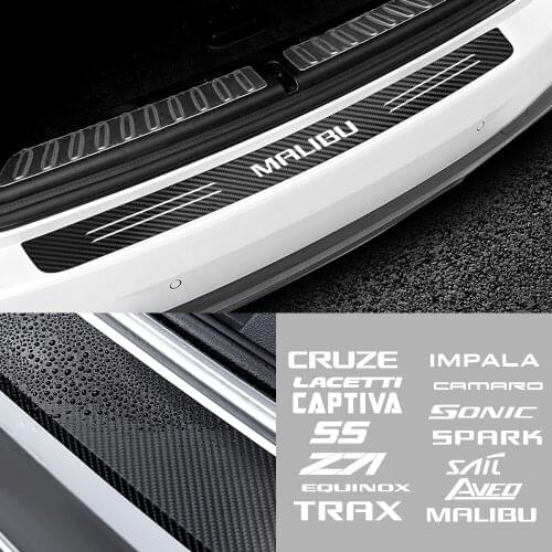 Car Tail trunk Rear Bumper Protector 3D Carbon fiber Sticker For Chevrolet Captiva Colorado Cruze Spark Malibu Trax Door Pedal