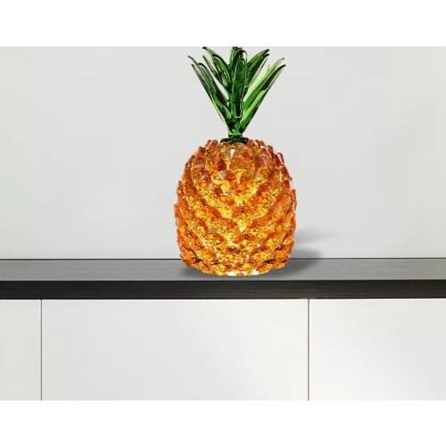 3D Cut Crystal Pineapple Ornament Crafts Handmade Sculpture Decorative Fruit Figurine Statue Living Room Decor
