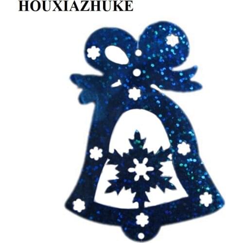 50 pcs per lot 84*61 mm laser blue loose pvc bells shaped sequins for party trees decorations