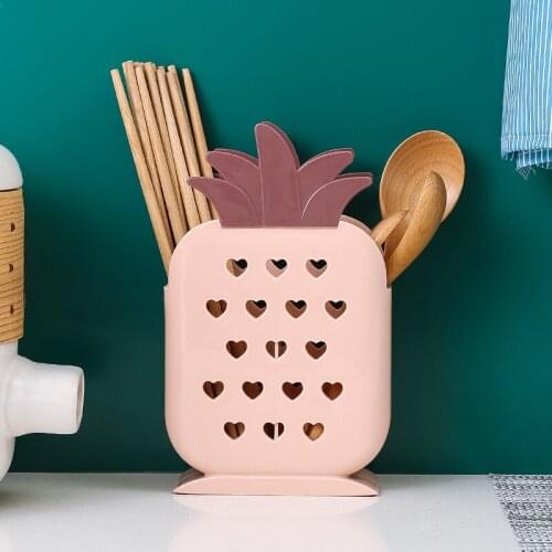 Pineapple Household Plastic Draining Chopsticks Tube Kitchen Creative Mildew-Proof Knife and Fork Basket Storage