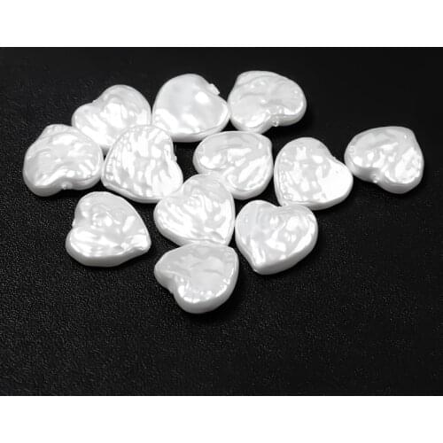 10Pcs/Lot 14mm ABS Imitation Pearls Heart Beads 0.8mm Hole White Color For DIY Necklace Bracelets Jewelry Making