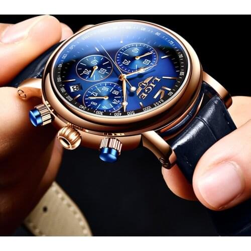 LIGE New Luxury Business Watches Quartz Mens Watches Leather Strap 30M Waterproof Fashion Mens Watch Clock Relogio Masculino