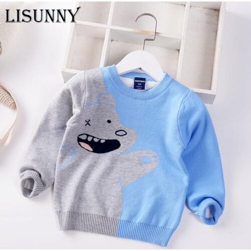 Kids Sweater Boys Knitted Pullover 2021 New Autumn Winter Children Clothing Cartoon bear Cotton Toddler Baby Sweaters 1-7Y