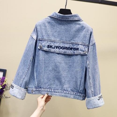 Denim Jacket Womens Short New Loose Letter Embroidered Light Denim In Spring And Autumn 2021