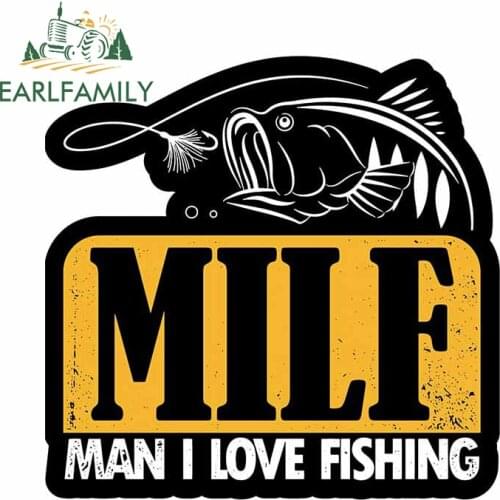 EARLFAMILY 13cm x 12.9cm for MILF Man I Love Fishing Car Sticker Vinyl Waterproof Scratch-proof Decoration Custom Printing Decal