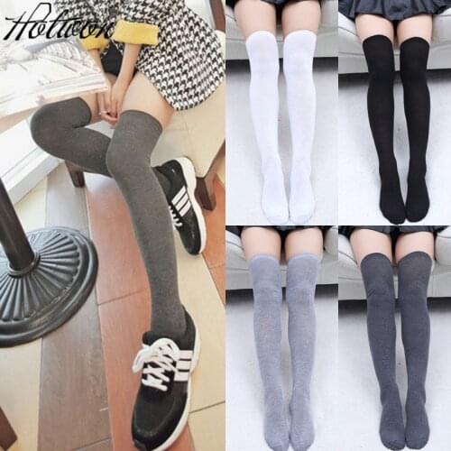 1 Pair Solid Colors Fashion Sexy Warm Thigh High Over the Knee Socks Long Cotton Stockings For Girls Ladies Women Socks