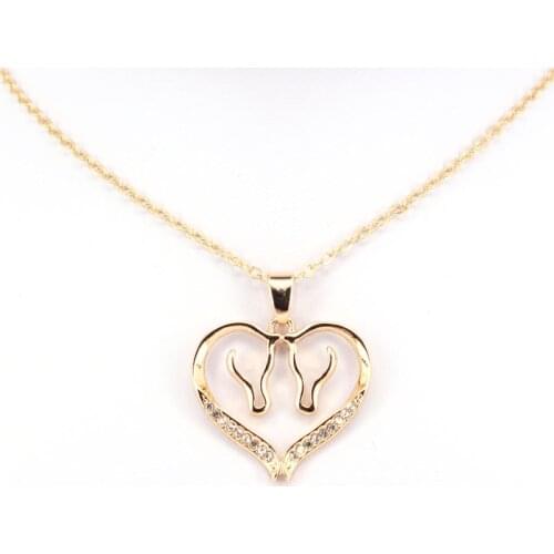 Hzew two hose heart hose pendant necklace horse necklaces gift