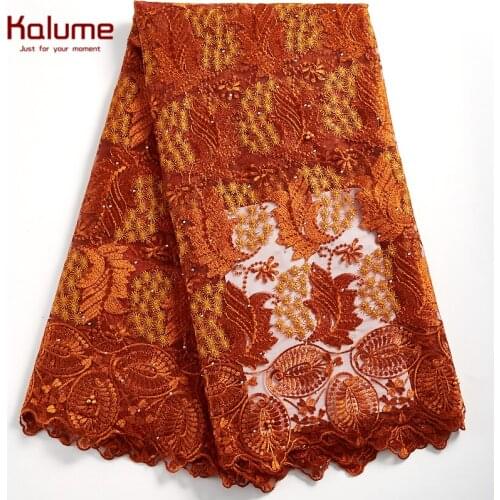 Kalume African Lace Fabrics Stones French Lace Fabrics High Quality Nigerian Mesh Lace Fabrics For Party Wedding Sewing H2319
