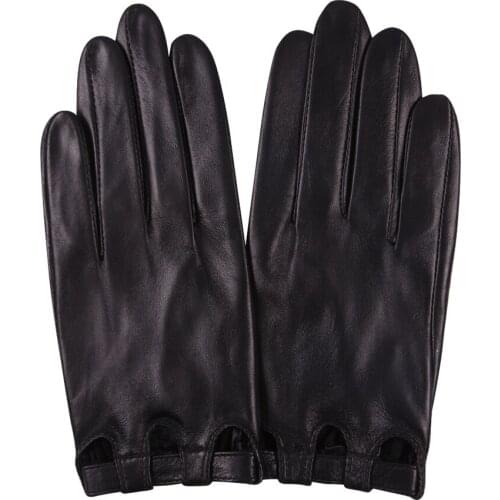 Spring Autumn Winter Leather Gloves Lady Driving Locomotive Fashion Lining Gloves Touch Screen Sheepskin Thin Section L17047-5