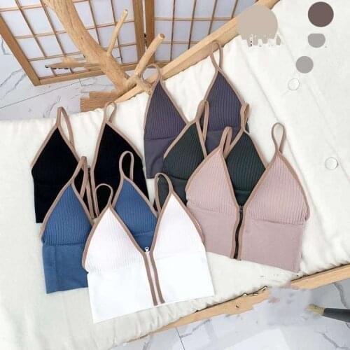 Sexy Zipper Crop Tops Brassiere Women Camisole Lingerie Sleeveless Female Tank Top Sport Bra Slim Fit Bralette Tube Top