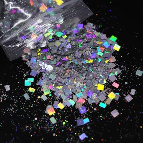 10G Laser Chunky Glitter Bulk Mixed Quadrilateral Sequins Nail Art Decorations Holographic Glitter Flakes Sparkling Paillette