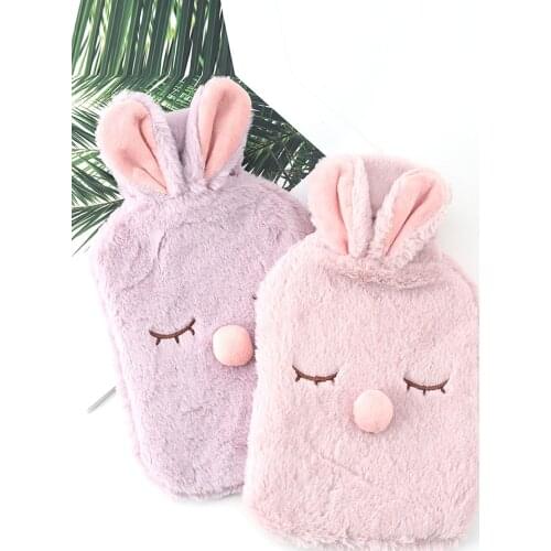 Cute Rabbit Hot Water Bag 750Ml Pain Hot Water Bottle Bag With Knitted Soft Comfortable Cover Winter Warm Heat reuse Hand Warmer