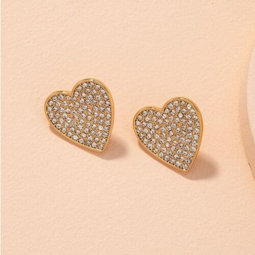 Fashion Retro Simple Pave Crystal Heart Valentines Day Animal Jewels Love Stud Earrings for Women