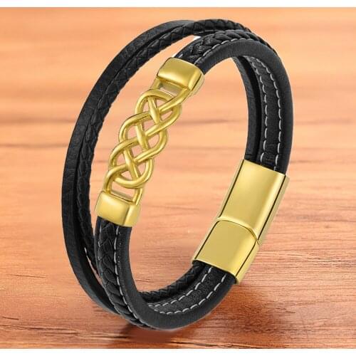 Punk Rock Magnet Clasp Genuine Leather Men Bracelet Braided Rope Bangles Accessories Jewelry Fashion Trendy Gift For Boy Friend