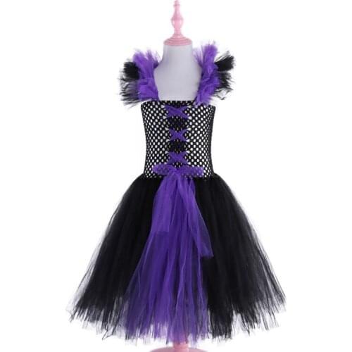 Halloween Birthday Theme Party Masquerade Evil Queen Headband Set Black Skirt Photography Props Performance Costume Child Girl