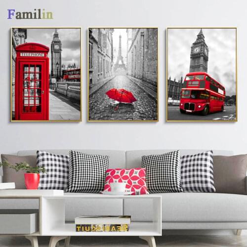 Wall Art Canvas Painting London City Umbrella Call Box Nordic Posters And Prints Wall Pictures For Living Room Pop Art Salon