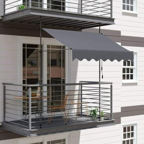 Yonntech Balcony Awning Manual Adjustable Waterproof and UV-proof Summer Outdoor Awning Camp Canopy Retractable Shade 2m 3m 4m