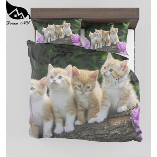 Dream NS Customized 3D Prints Bedding set Cute Kitty Polyester cotton Quit Duvet Pillowcase Bed room Home textiles SMY026