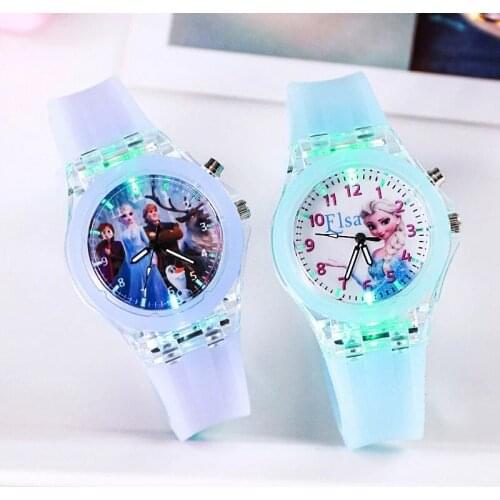 NEW Disney Princess Pattern Children Watch Toys FROZEN Fashion Crystal Cartoon Leather Quartz Wristwatch for Girls Kids Toy Gift