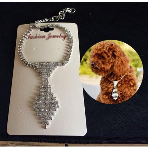 Dog Charm Pet Necklace Dog Necklace Rhinestone Tie Bling Doggie Boutique Pet Products Christmas Dog Cat Tie Wedding Grooming