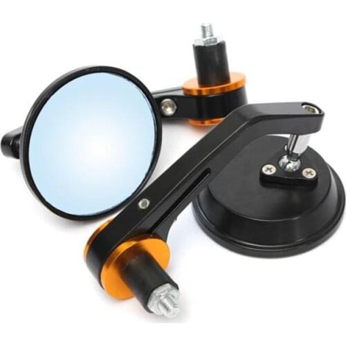Pair Motorcycle Rearview Mirror Handle Bar End 22mm 7/8″ Round Side Rear View Mirror Aluminum Motorbike Accessorries