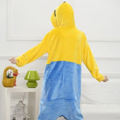 2021 Adults Animal Pajamas Cartoon Sleepwear Blue Pocket Pajamas Sets Anime Kigurumi Women Men Warm Flannel Hooded