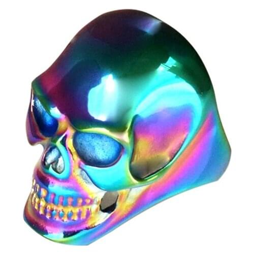 Polishing Newest Coming Gothic Mens Biker Stainless Steel Ring Fashion Black Skull Cool Man Finger Men Skeleton Ring