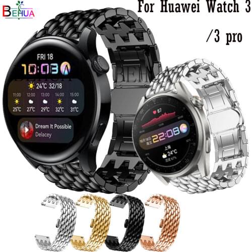 BEHUA Stainless Steel Watchband Strap For Huawei Watch 3 / 3 pro / GT 2 Pro Metal Wriststrap For Huawei Watch GT 2 46m bracelet