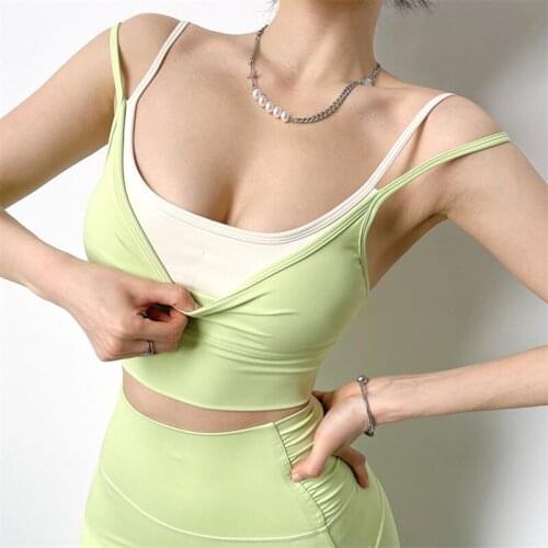 Sexy Fitness Sports Bras Women Crop Top Yoga Push Up with Removable Two Color Workout Soft Nylon Breathable Vest