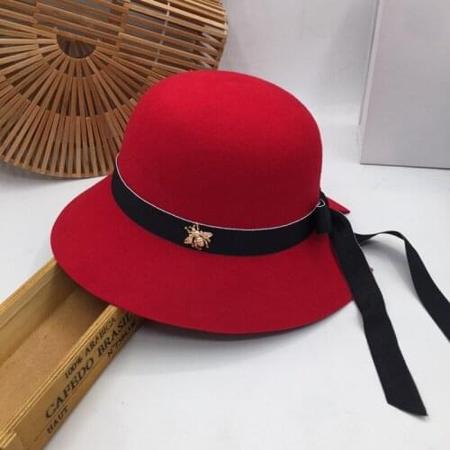 French red fisherman hat Hepburn wind restoring ancient ways about female homburg wool aristocratic fashion joker tidal basin ha