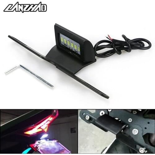 Universal Motorcycle License Plate Bracket Holder with LED Light Accessories for Honda Kawasaki Yamaha KTM Ducati Suzuki Hyosung